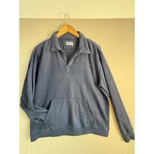 Onia Sweatshirt Pullover Polo Collar Blue Cotton Pocket Men’s Large L
